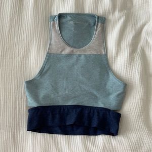 outdoor voices colorblock slash back crop